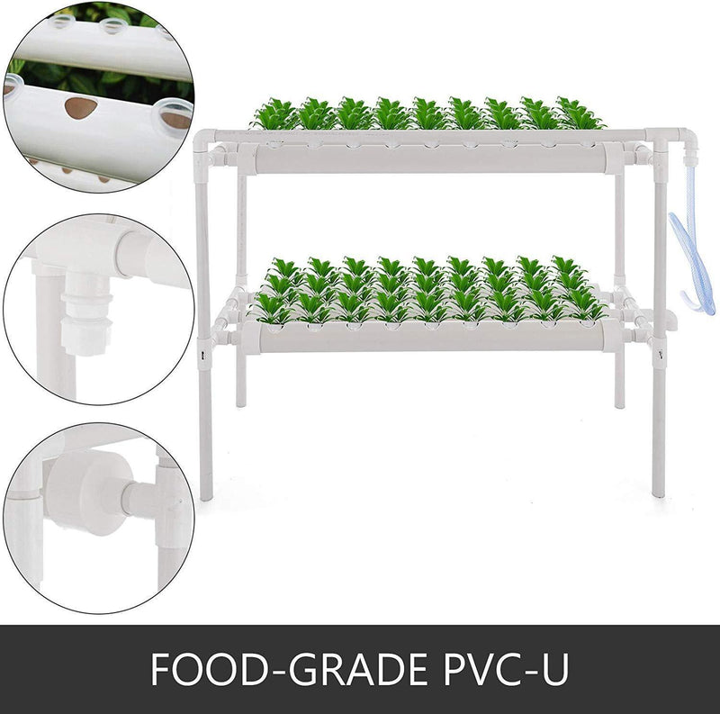 Hydroponic Grow Kit 6 Pipes 2 Layers 54 Plant Sites Food Grade System Melons