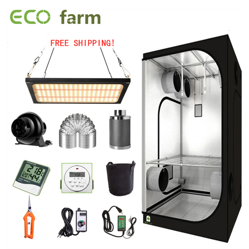 ECO Farm 2'x2' Kit Completo de Armario de Cultivo Hidropónico - 120W LM301B Luz LED Quantum Board Blanco y Rojo
